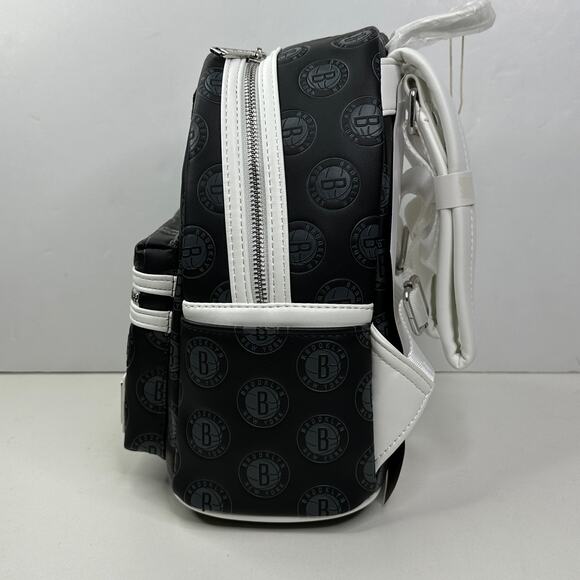 New Loungefly NBA Brooklyn Nets Debossed Mini Backpack Basketball NWT - Picture 2 of 8